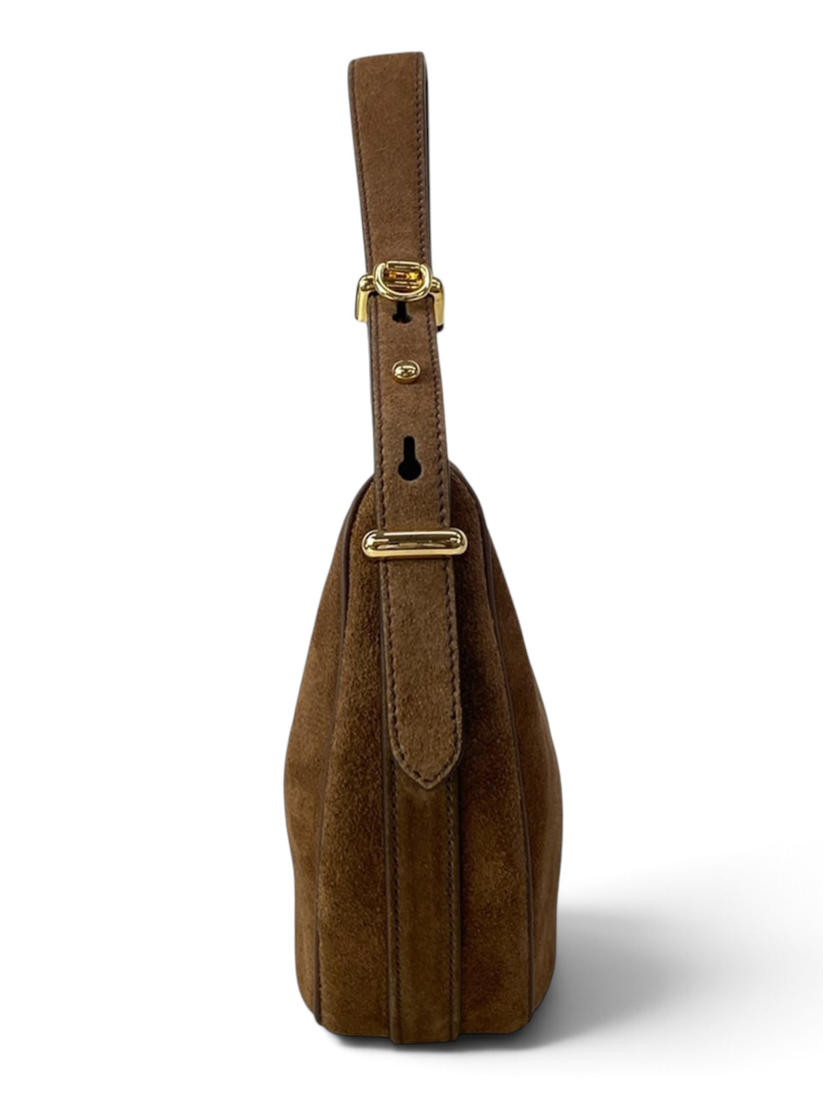 Prada Brown Suede Leather Arque Small Two Way Full Set