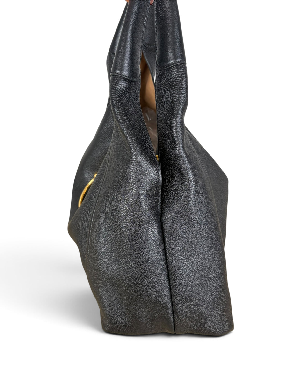 Gucci Black Grained Leather Softbit Maxi
