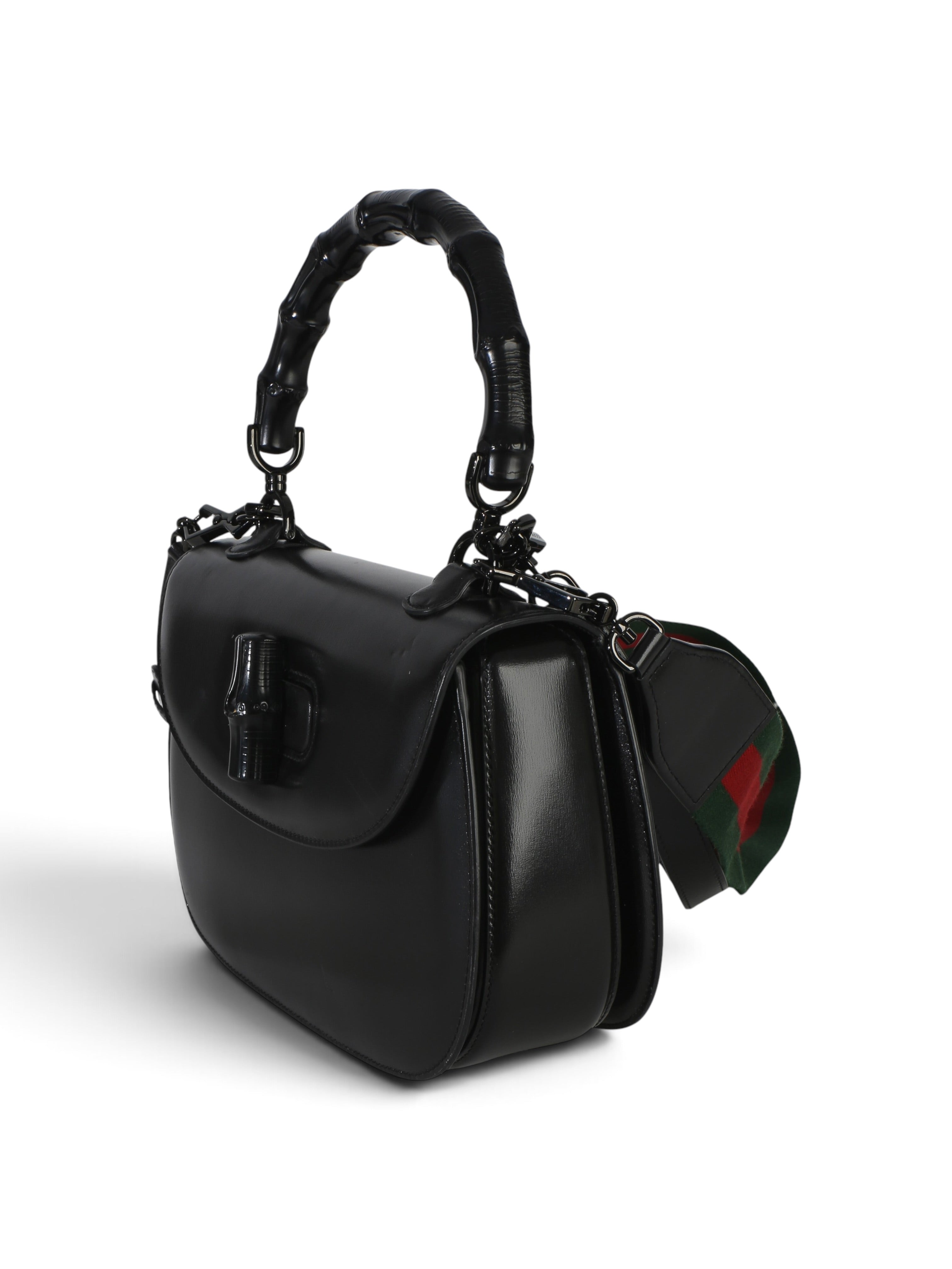 Gucci Black Monochromatic Medium Bamboo 1947 Top Handle