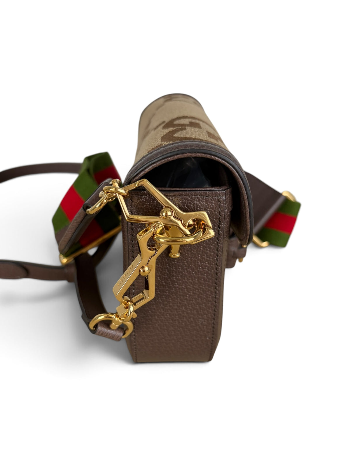 Gucci Brown Jumbo GG Dollar Calfskin Horsebit 1955 Mini Bag