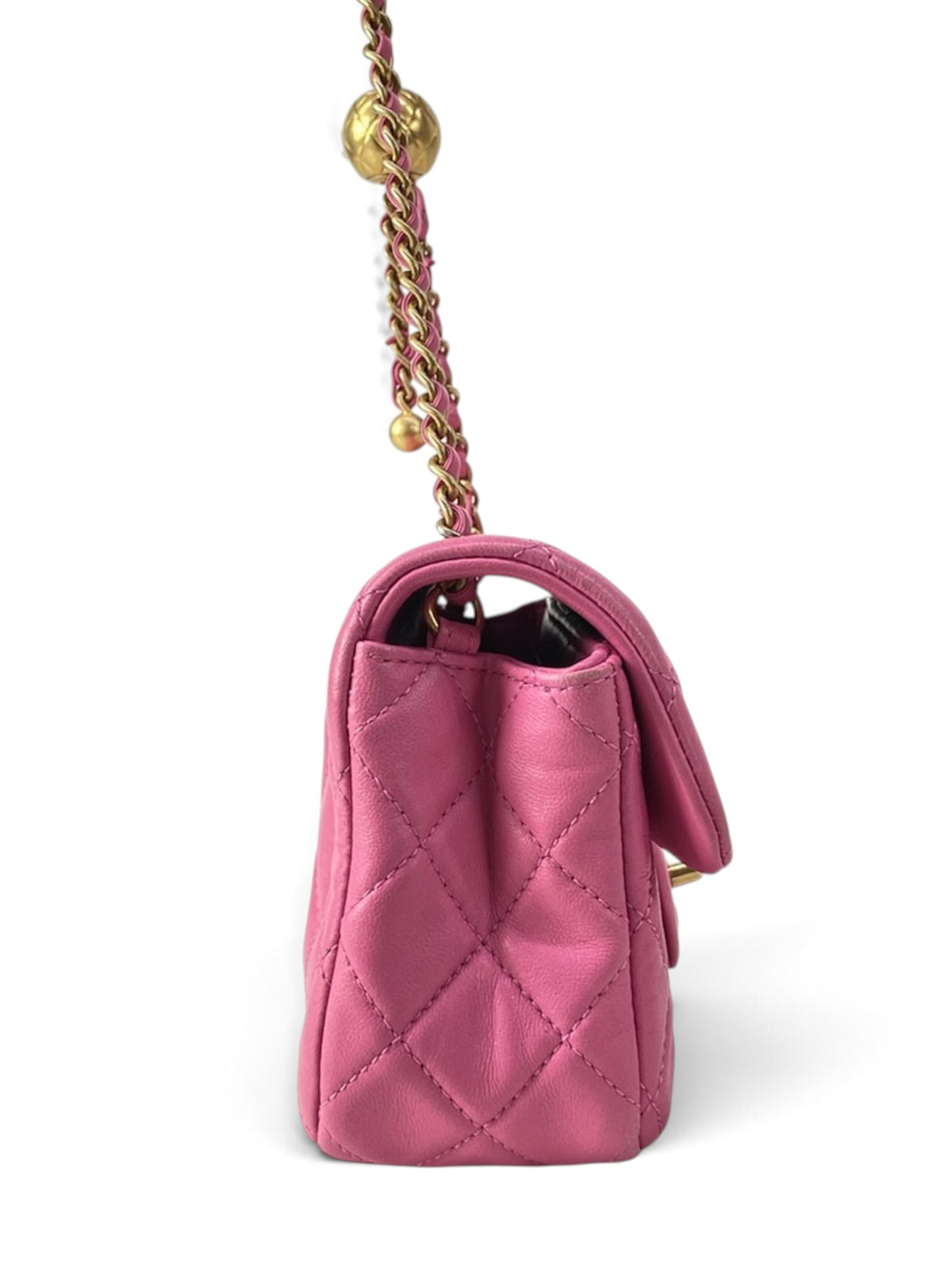 Chanel Pink Lambskin Mini Rectangular Pearl Crush