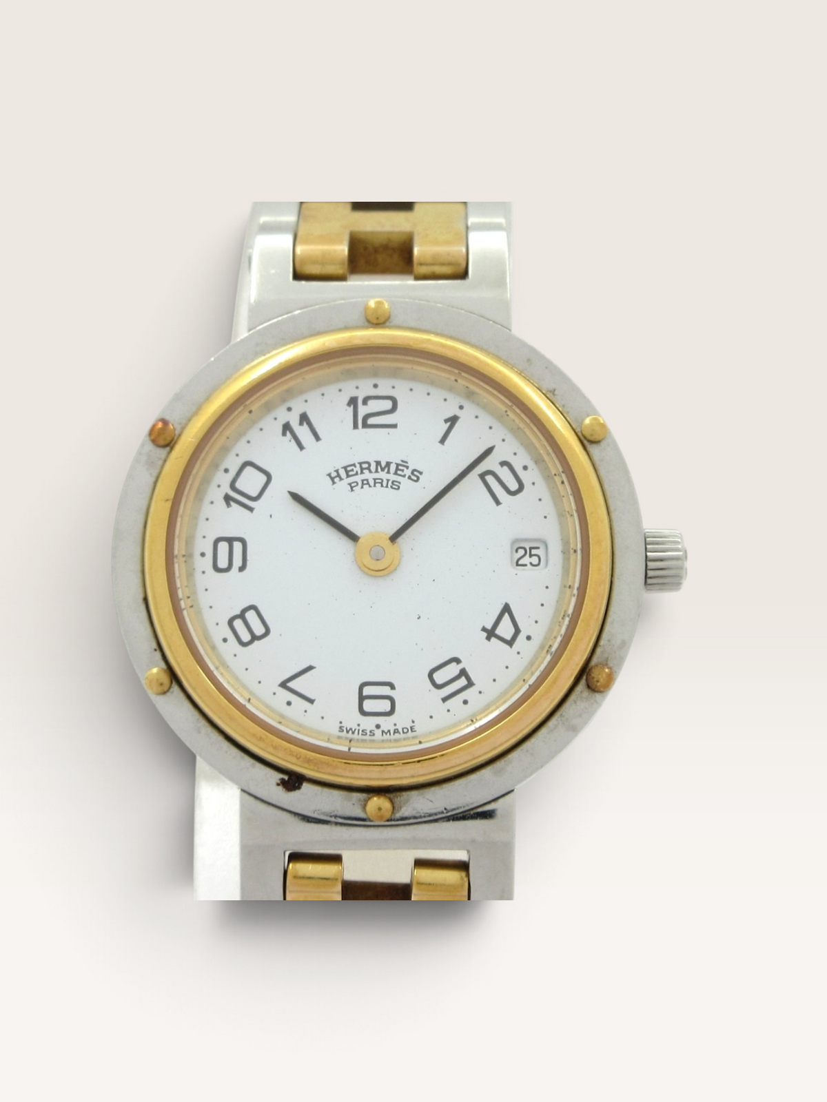 Hermès Clipper Watch Gold Silver White SS (Stainless Steel) Women’s