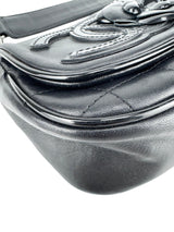 Chanel Black Lambskin and Patent Leather Camellia Chocolate Bar Handbag