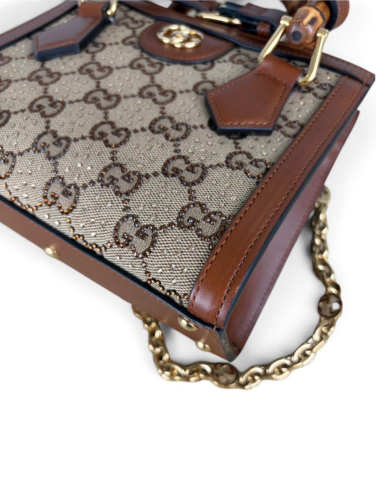 Gucci New Charisma Crystal Monogram Mini Diana Tote
