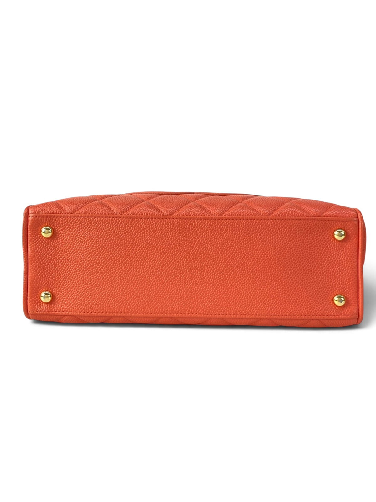 Chanel Caviar Leather Vintage Small Bowler Bag Tomato Red