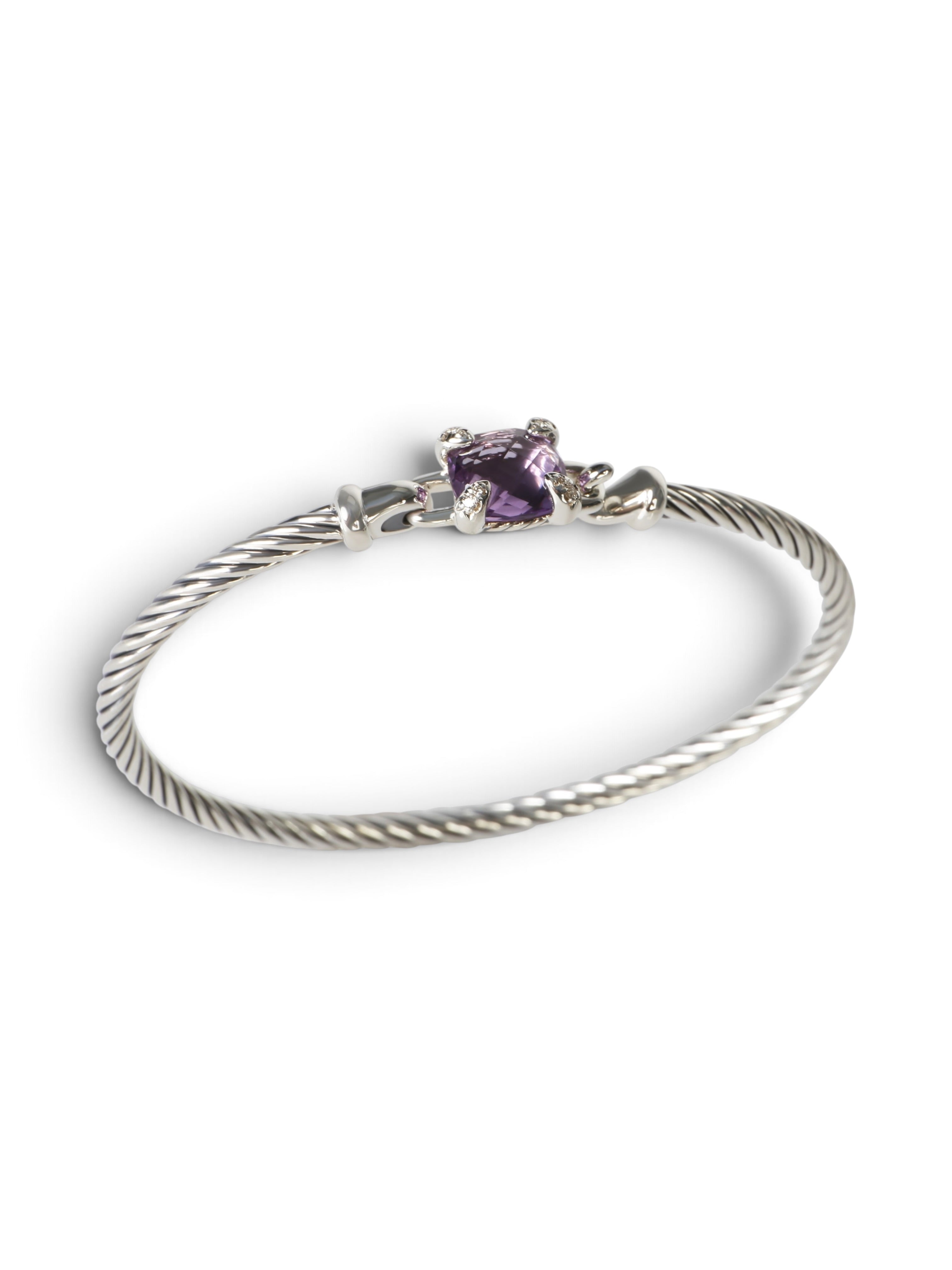 David Yurman Sterling Silver Amethyst & Diamond Chatelaine Bracelet