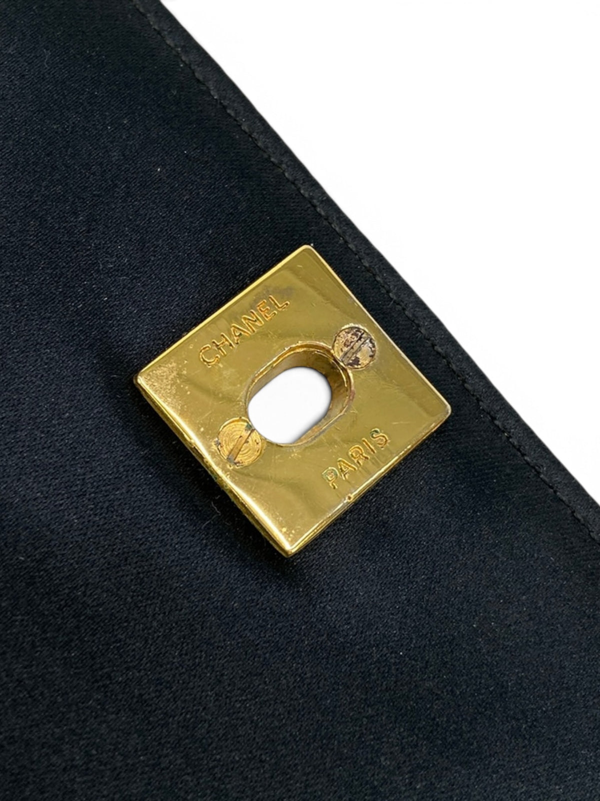 Chanel 24k Vintage Black Satin Mini Flap Bag