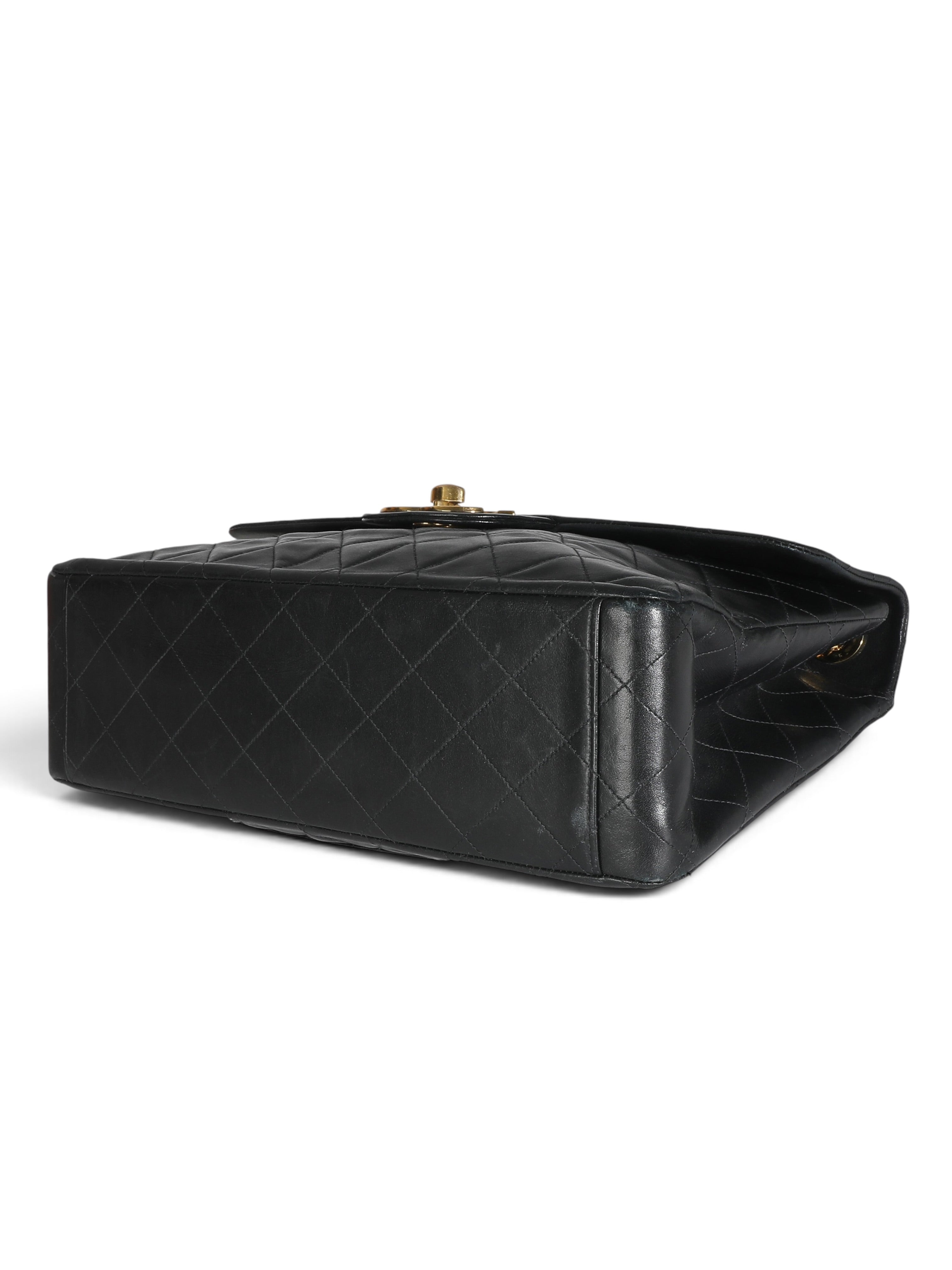 Chanel Vintage Black Lambskin Maxi XL Flap
