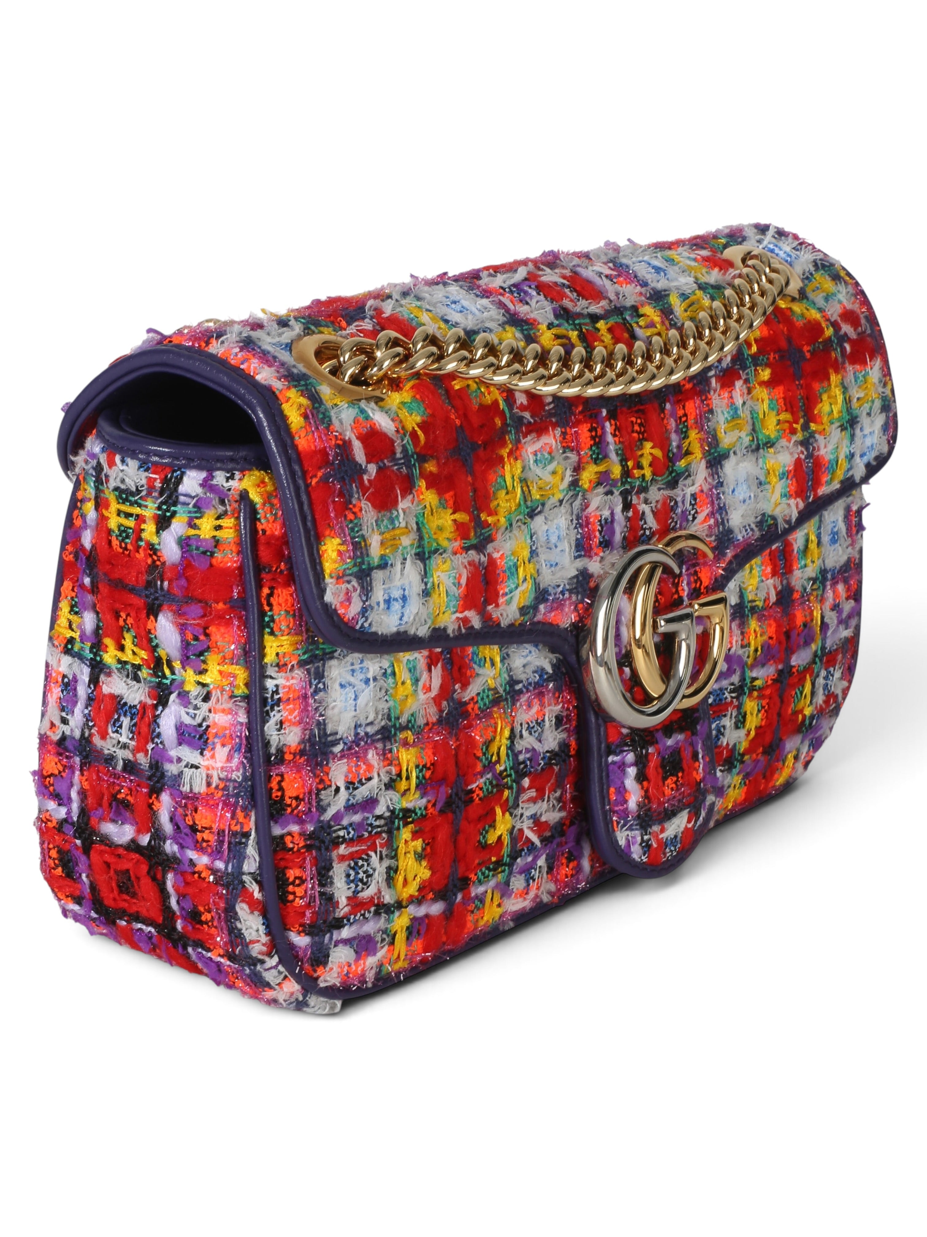 Gucci Small Multicolor Tweed Marmont Shoulder Bag