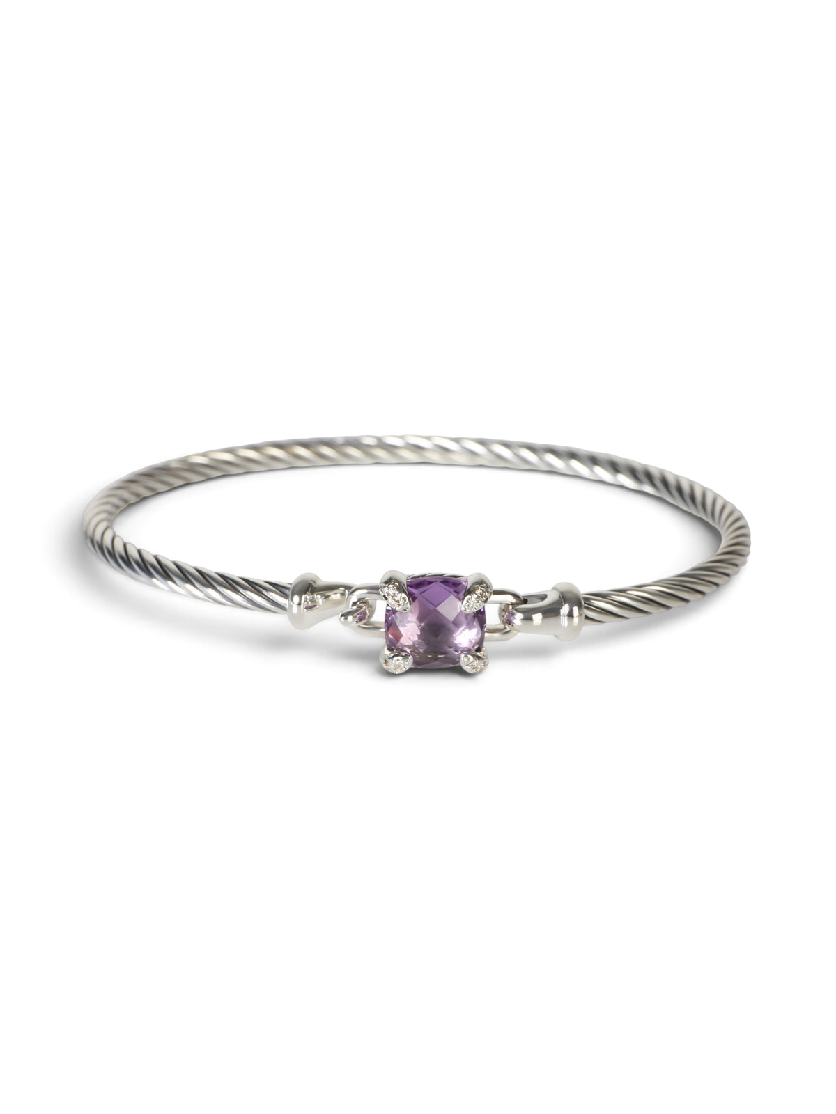 David Yurman Sterling Silver Amethyst & Diamond Chatelaine Bracelet