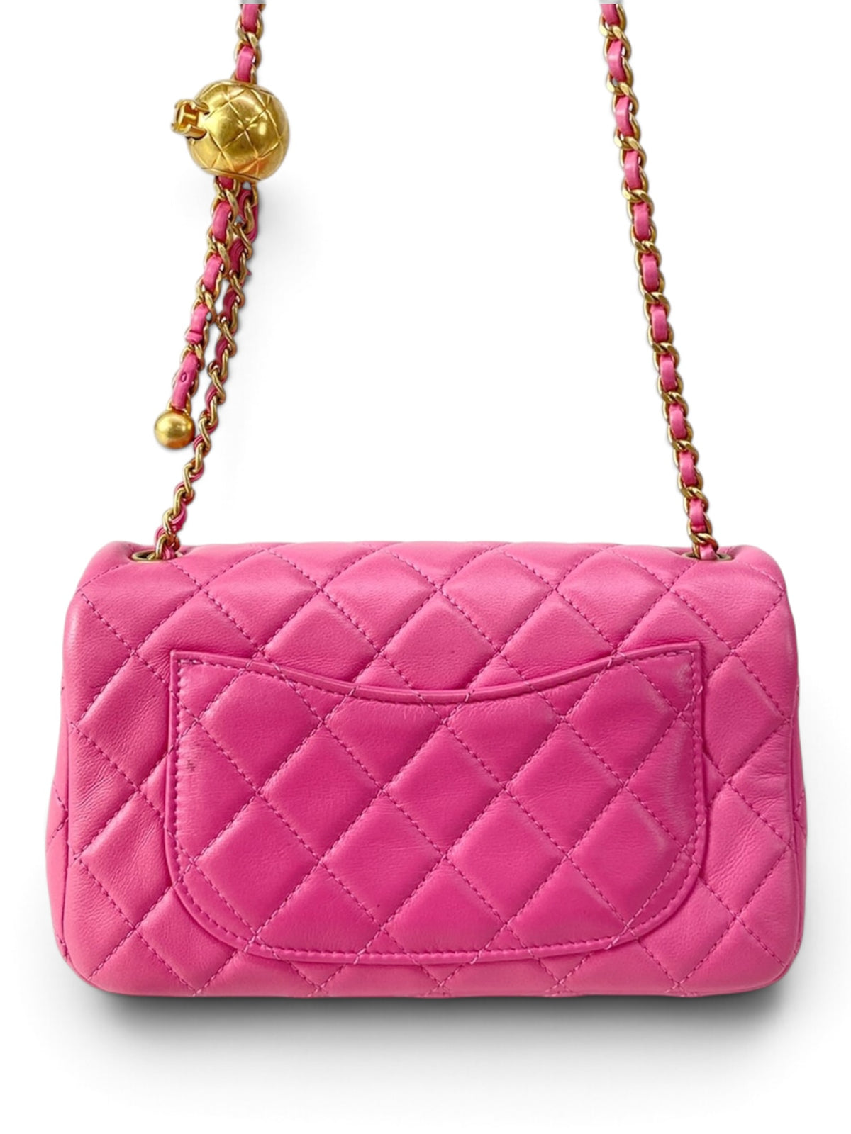 Chanel Pink Lambskin Mini Rectangular Pearl Crush