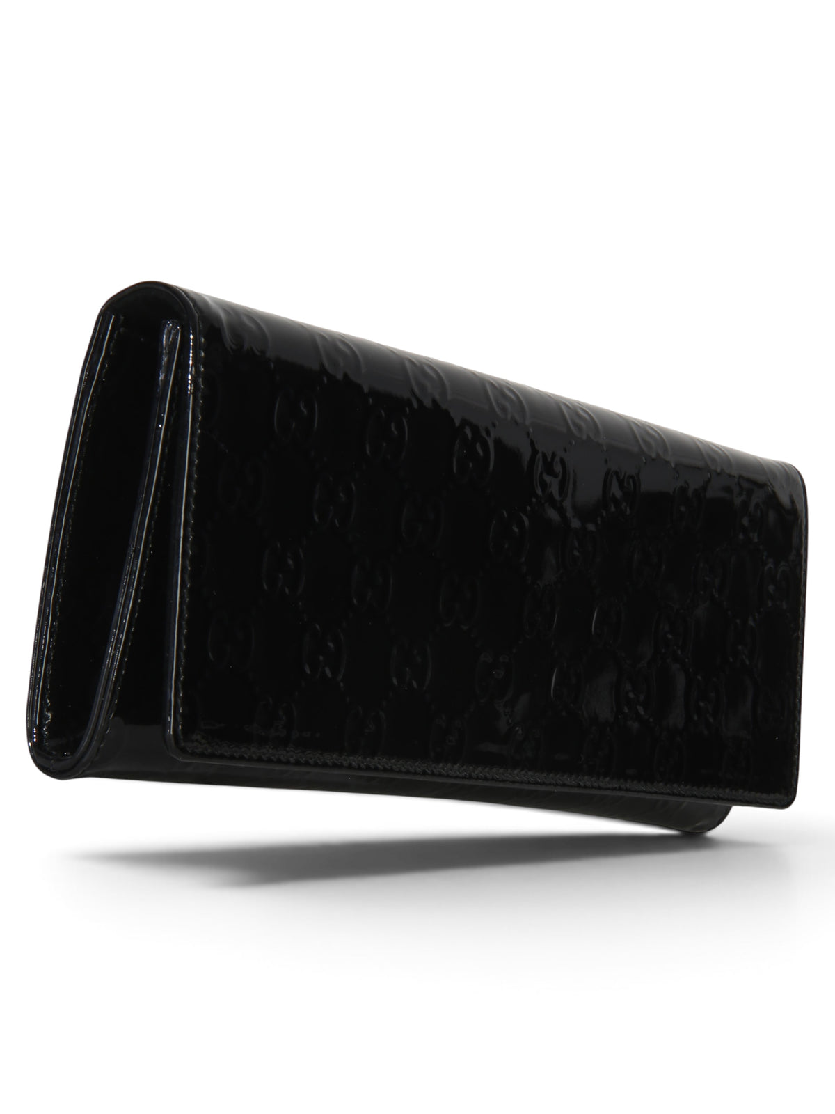 Gucci Black Microguccissima Patent Broadway Clutch