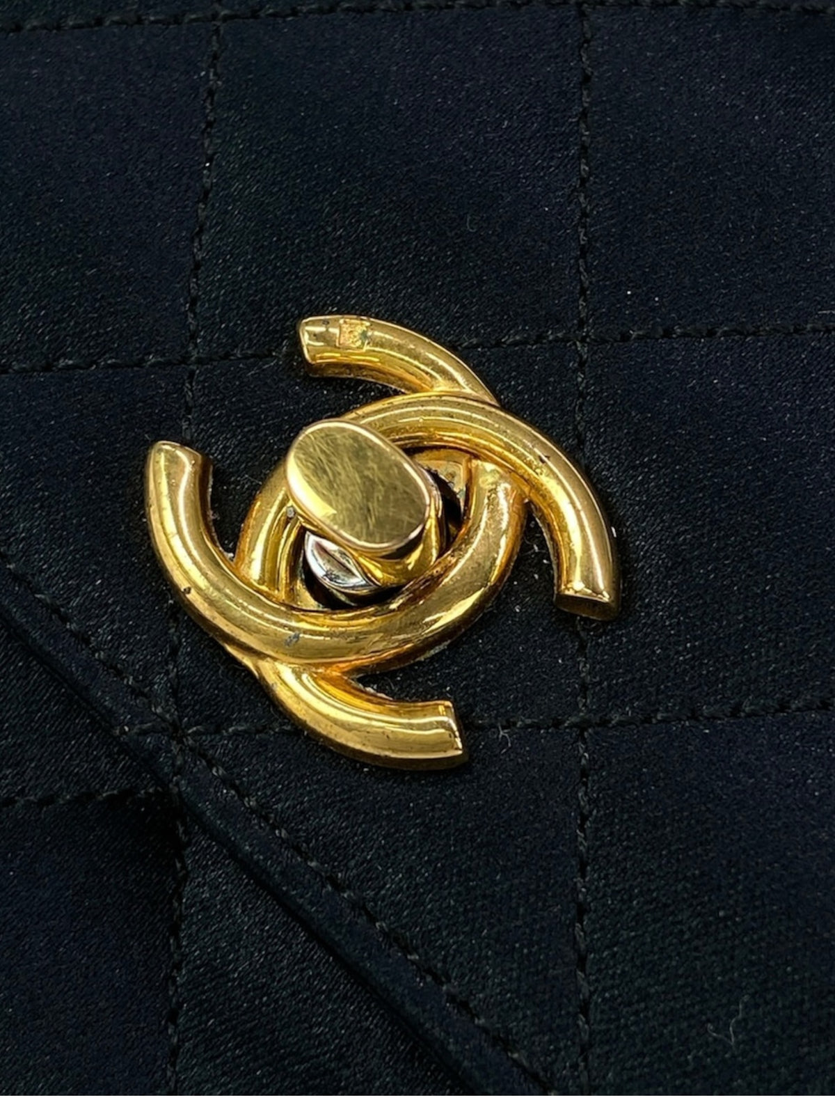 Chanel 24k Vintage Black Satin Mini Flap Bag