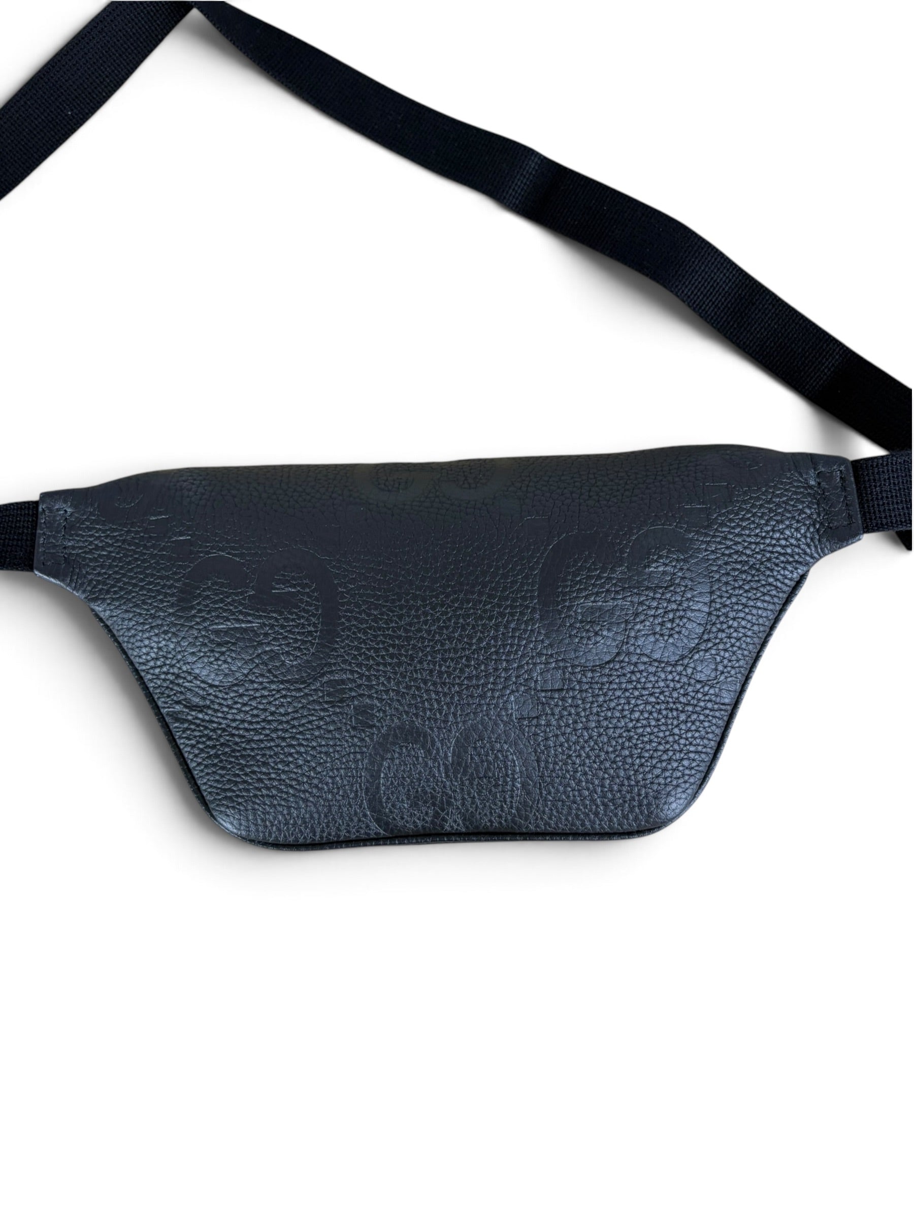 Gucci Black Piuma Jumbo GG Embossed Belt Bag