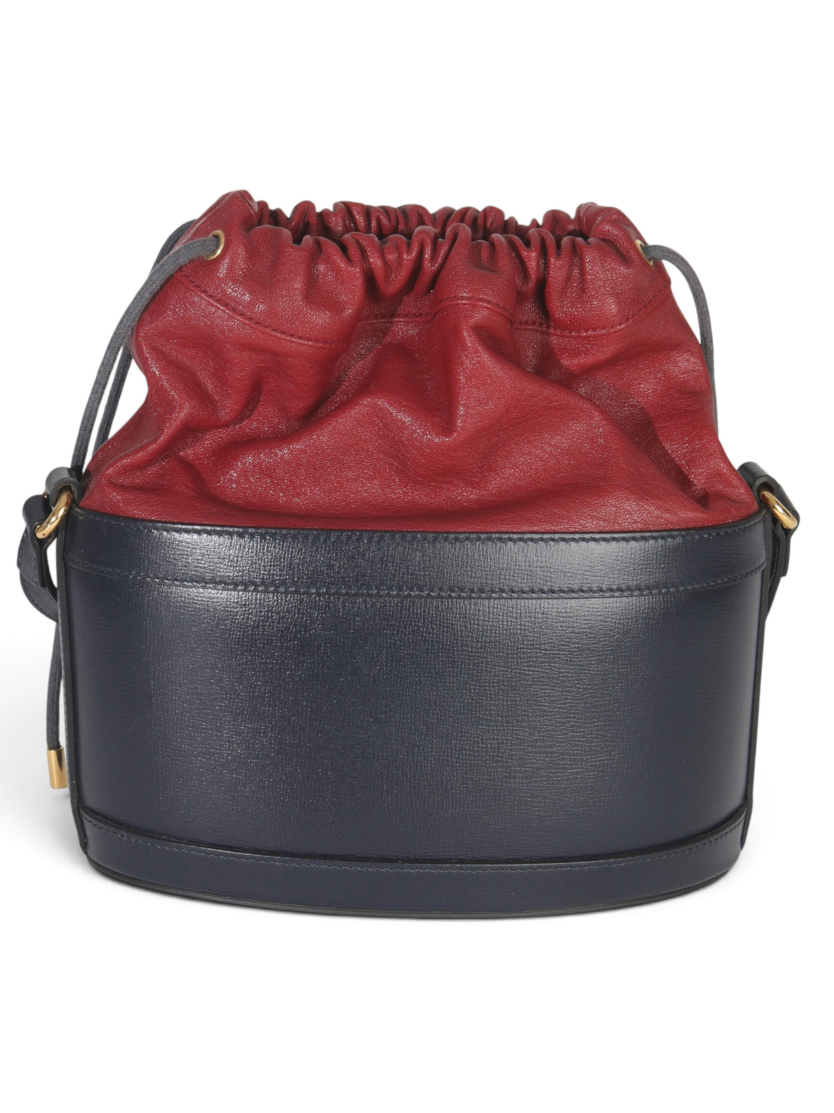 Gucci Red Navy Leather Horsebit 1955 Drawstring Bucket Bag