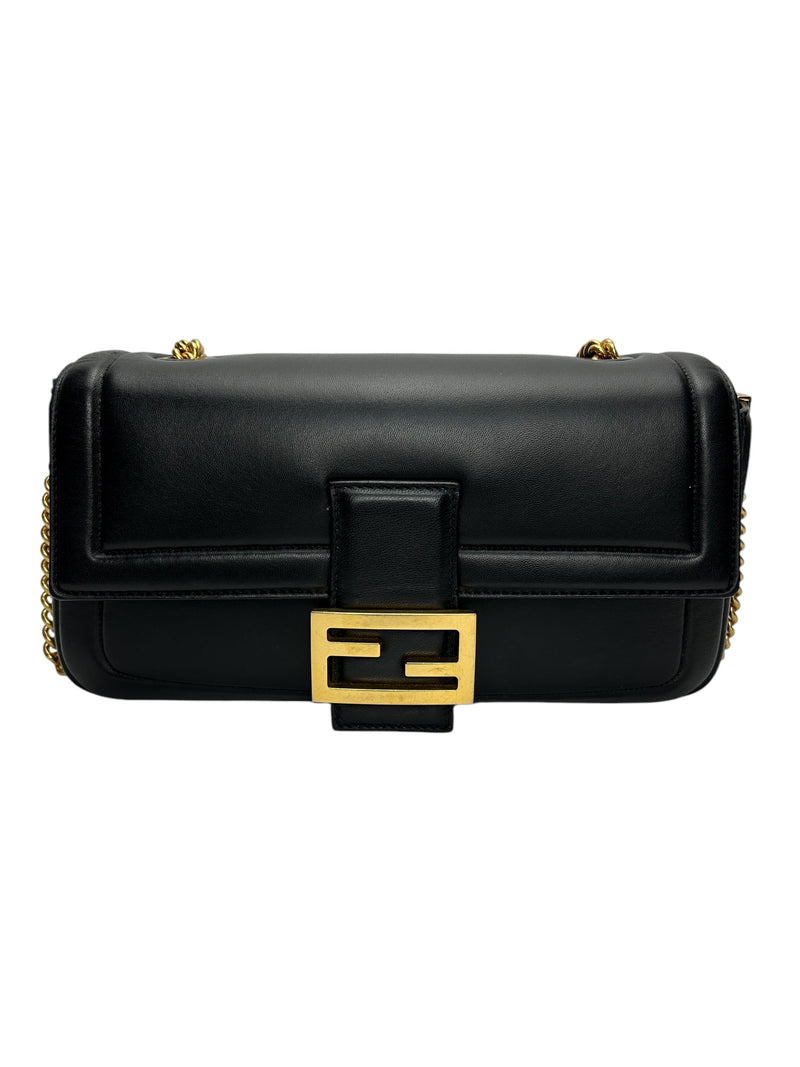 Fendi Black Nappa Apolo Chain Baguette (FULL SET)