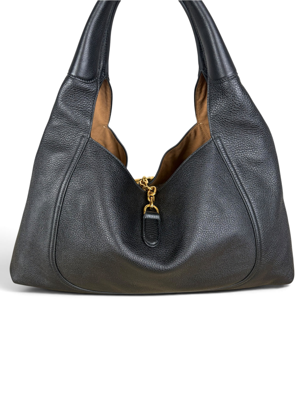 Gucci Black Grained Leather Softbit Maxi