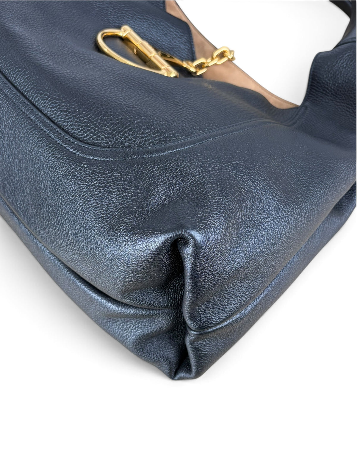 Gucci Black Grained Leather Softbit Maxi