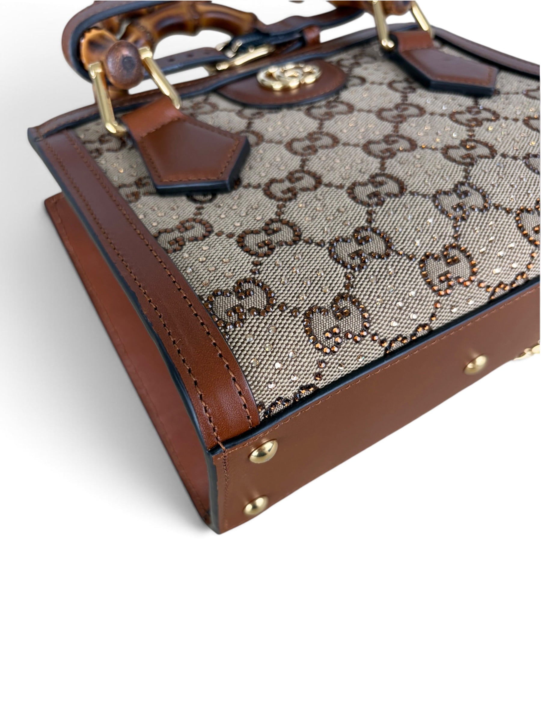 Gucci New Charisma Crystal Monogram Mini Diana Tote