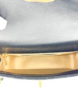 Chanel Black Lambskin Leather Matelasse Top Handle Single Flap Bag Small
