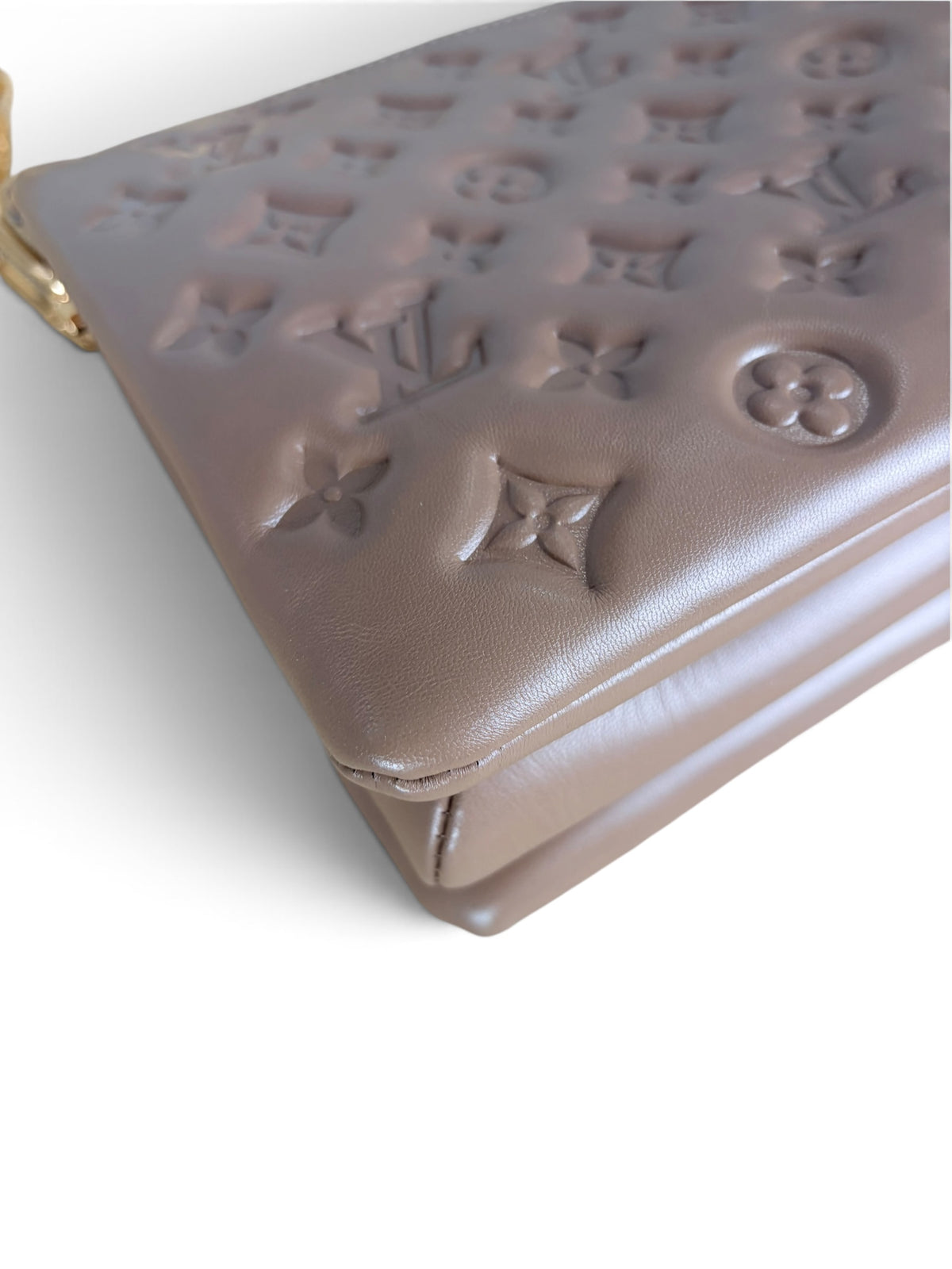 Louis Vuitton Taupe Embossed Monogram Coussin PM