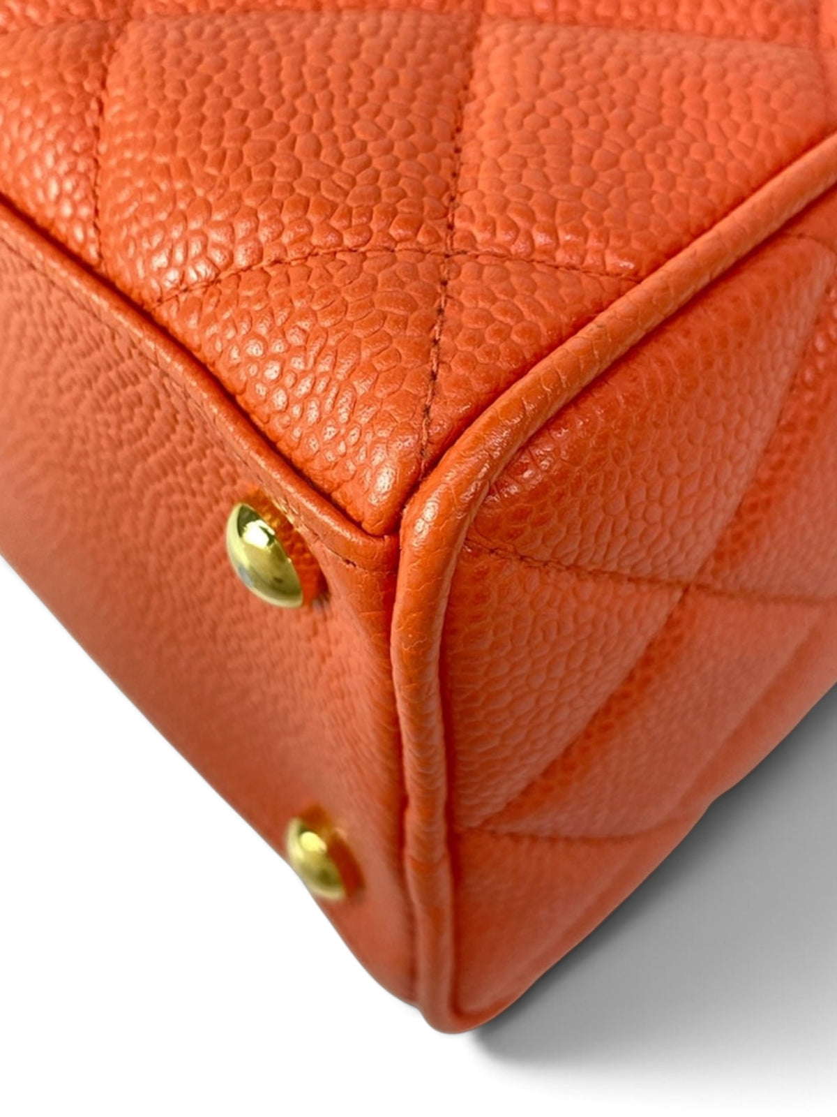 Chanel Caviar Leather Vintage Small Bowler Bag Tomato Red