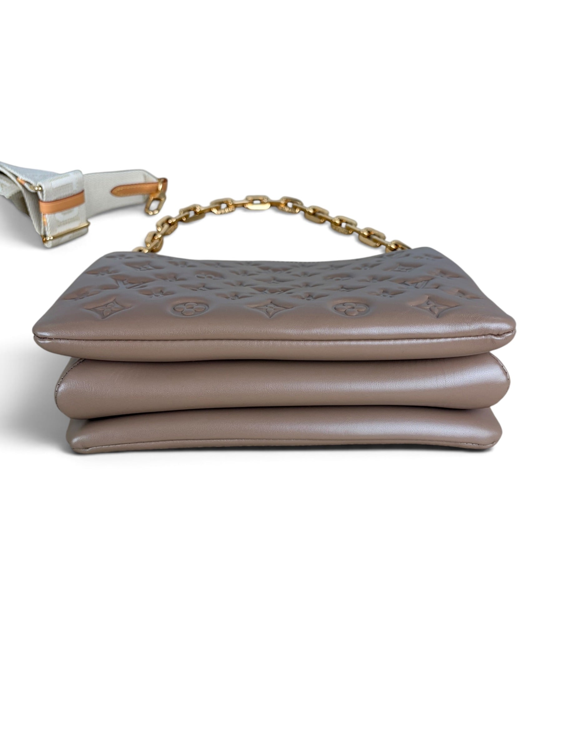 Louis Vuitton Taupe Embossed Monogram Coussin PM