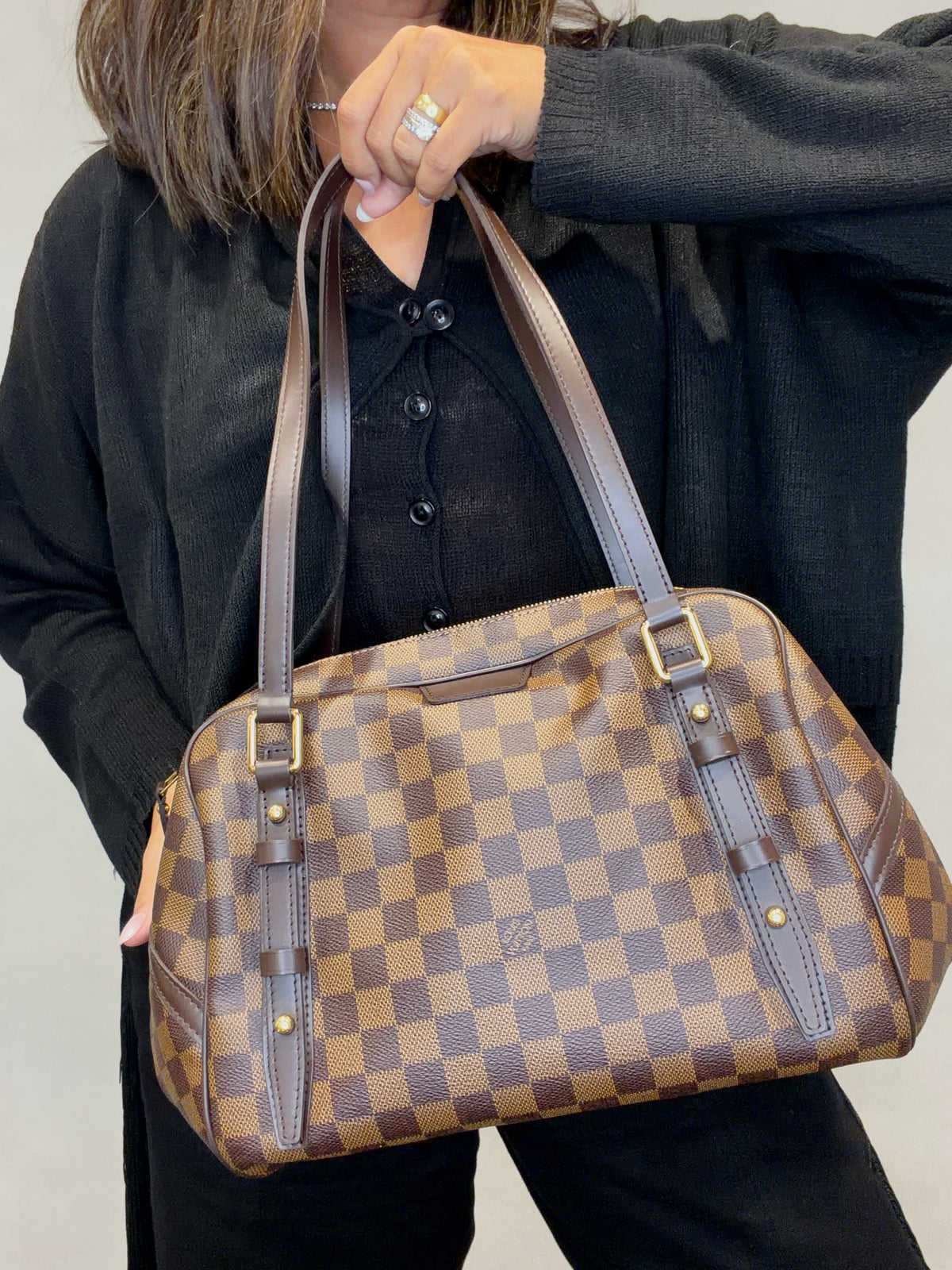 Louis Vuitton Damier Rivington GM Shoulder Bag Damier Ebene