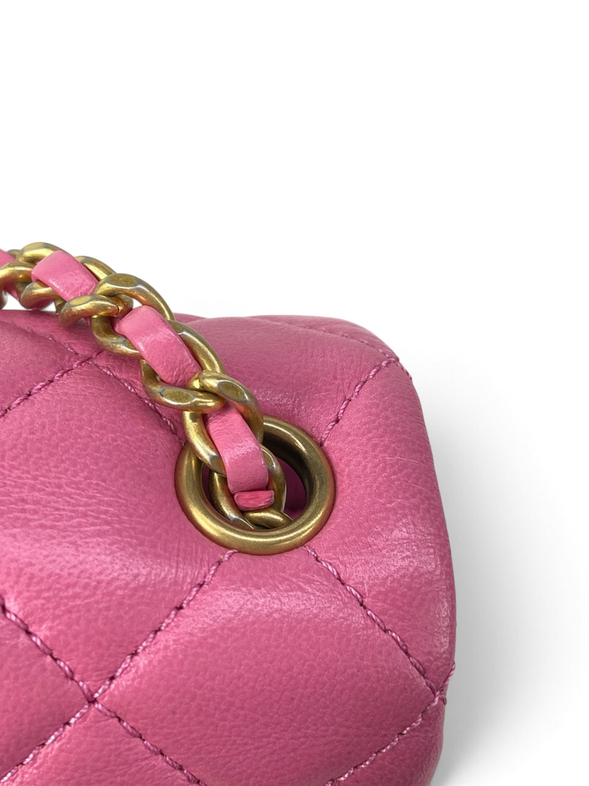 Chanel Pink Lambskin Mini Rectangular Pearl Crush