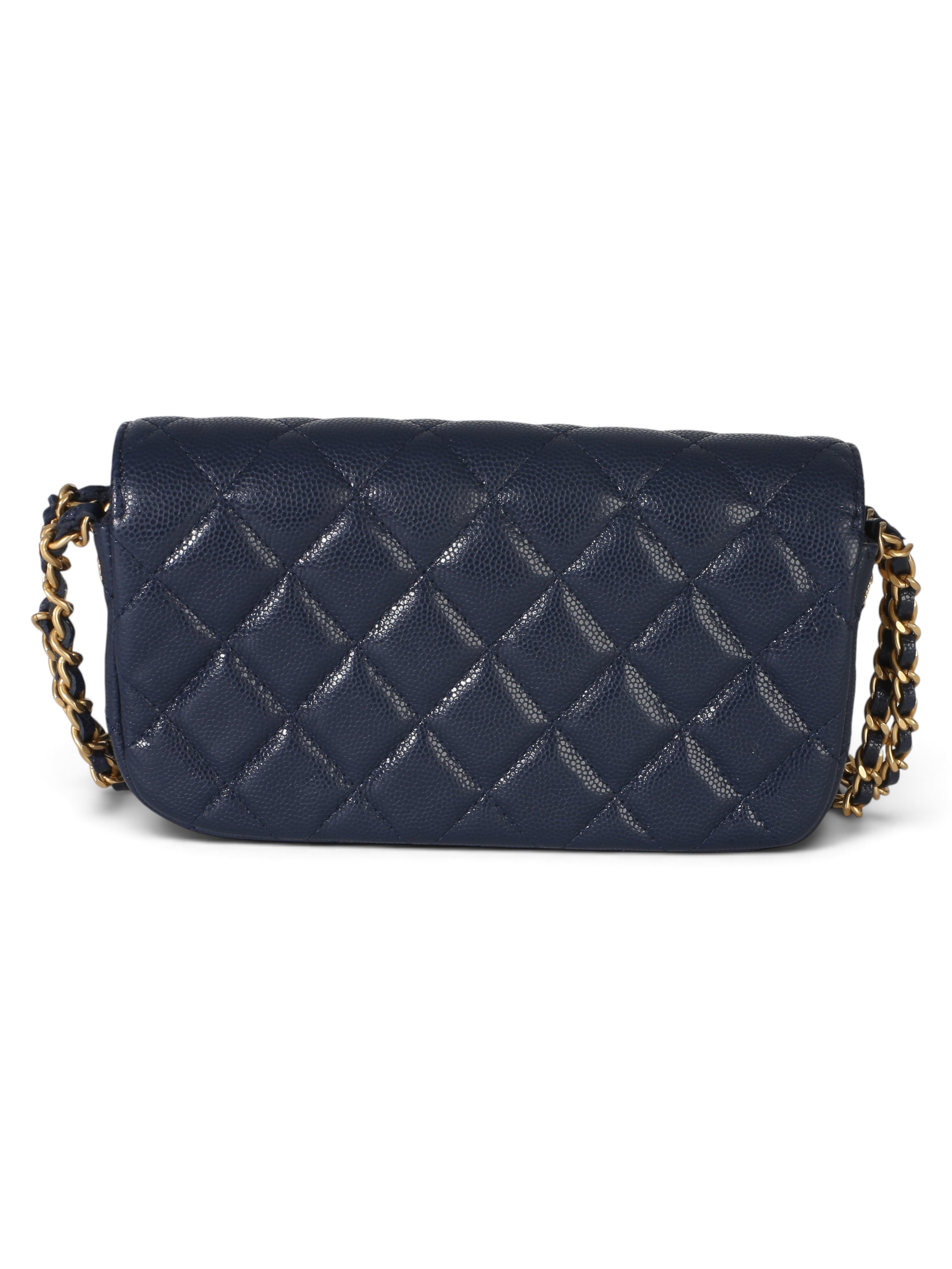Chanel Navy Caviar Twist Your Buttons Phone Holder