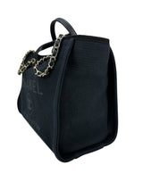 Chanel Black Denim Deauville Small Tote