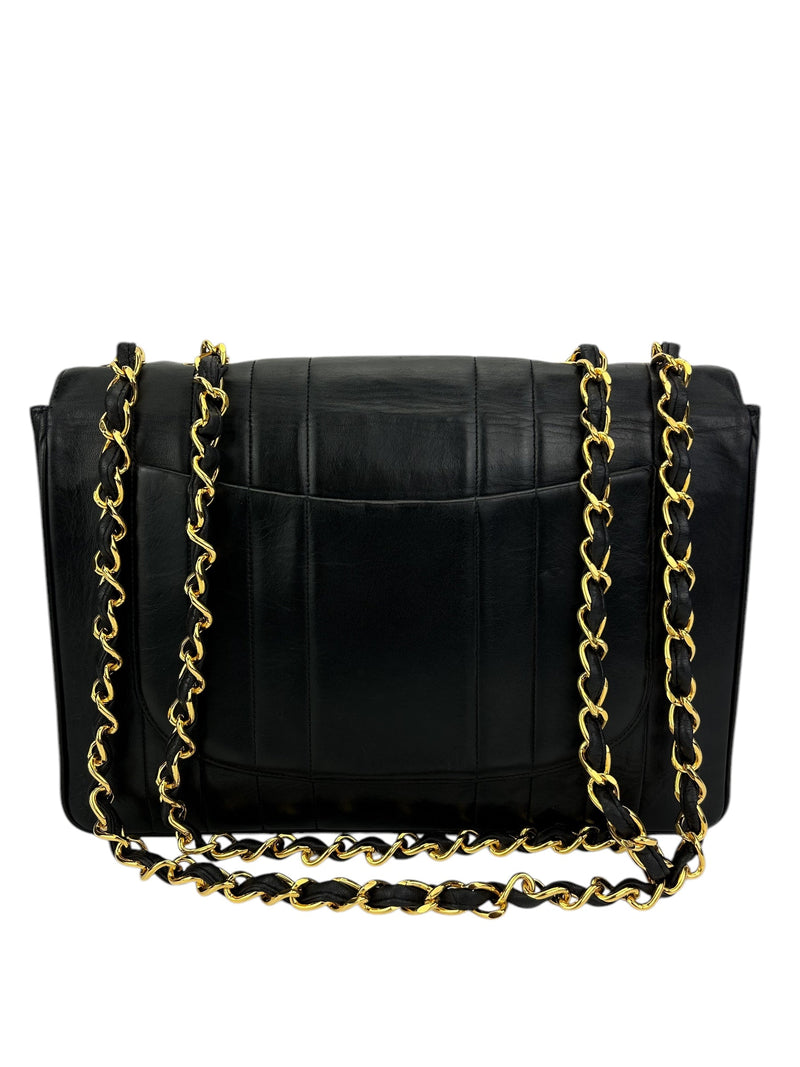 Chanel Vintage Black Vertical Quilted Jumbo