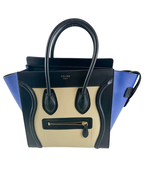 Celine Medium Tricolor Calfskin Leather Luggage Bag