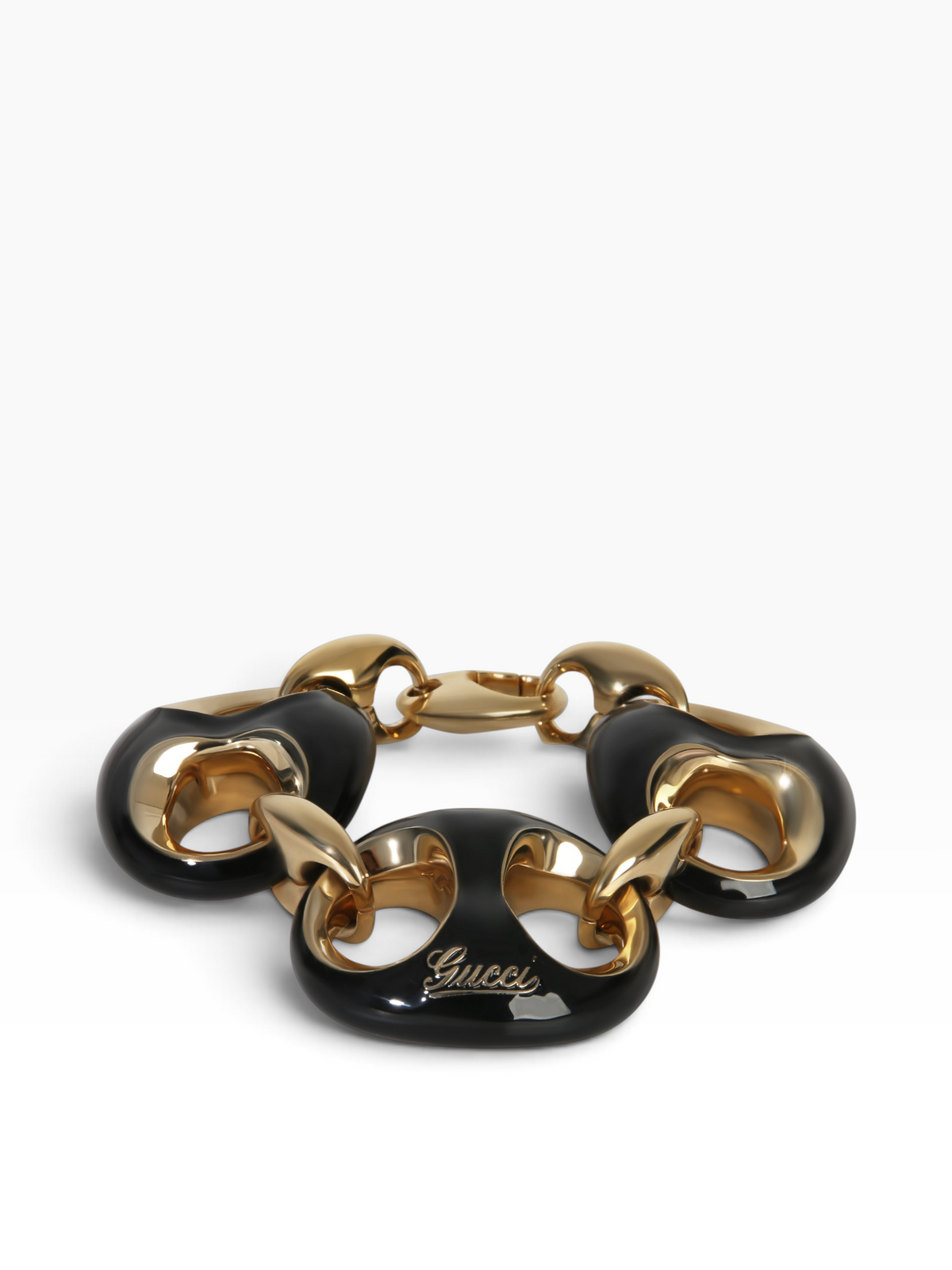 Gucci Gold-Plated & Black Enamel Bracelet