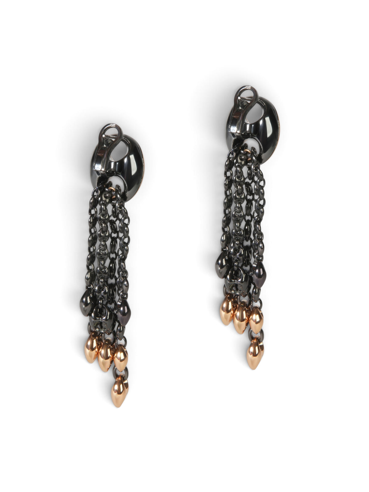 Gucci Rose Gold & Black Sterling Silver Mariner Link Earrings