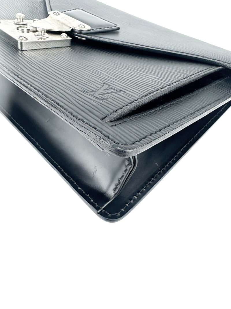 Louis Vuttion Black Epi Leather Pochette Sellier Dragonne Clutch Bag