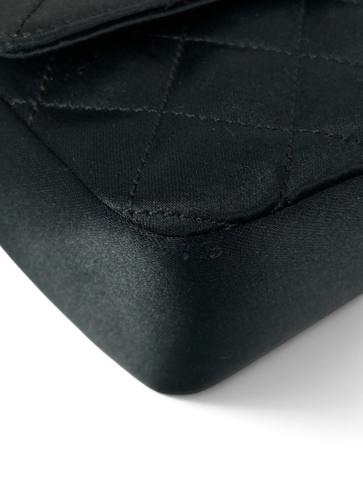 Chanel 24k Vintage Black Satin Mini Flap Bag