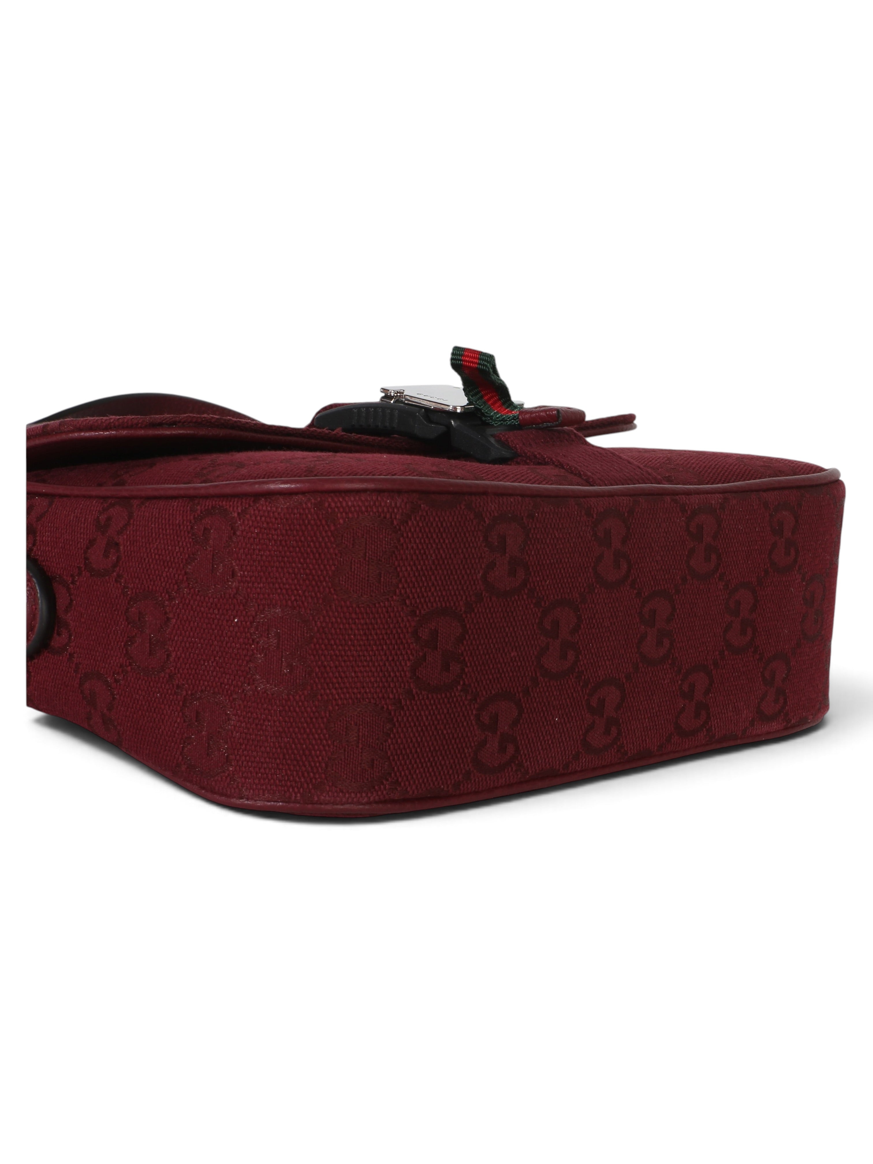 Gucci Burgundy Monogram Canvas Small Buckle Messenger