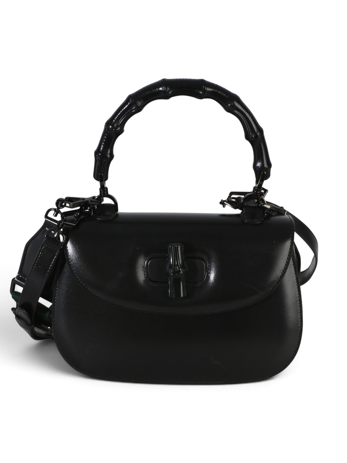 Gucci Black Monochromatic Medium Bamboo 1947 Top Handle