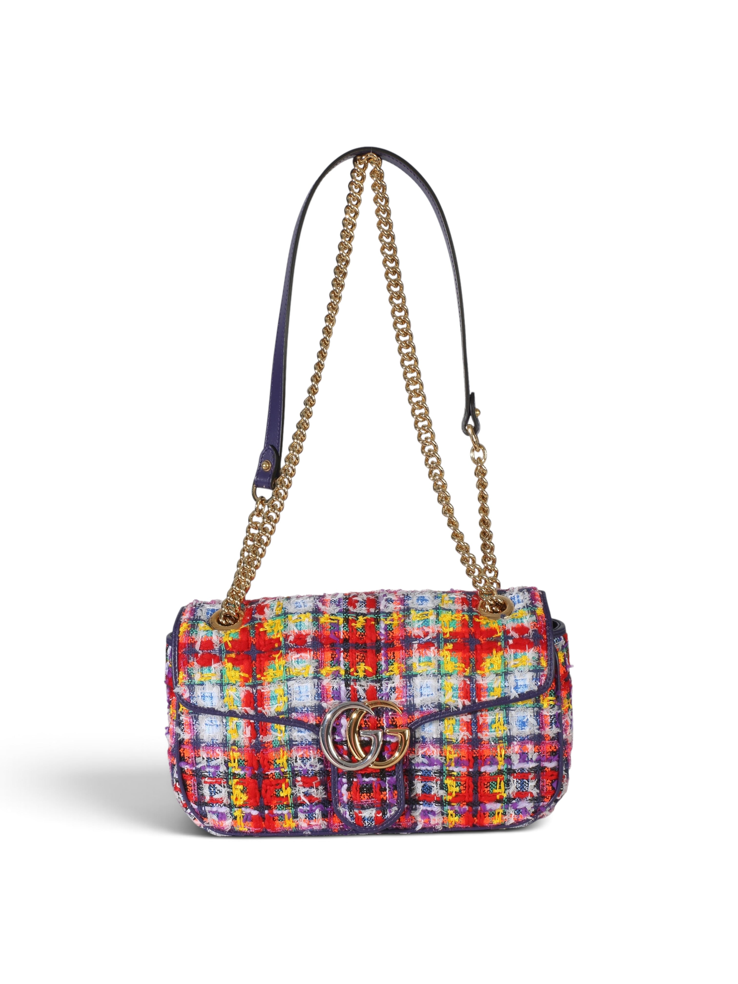 Gucci Small Multicolor Tweed Marmont Shoulder Bag