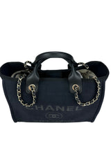 Chanel Black Denim Deauville Small Tote