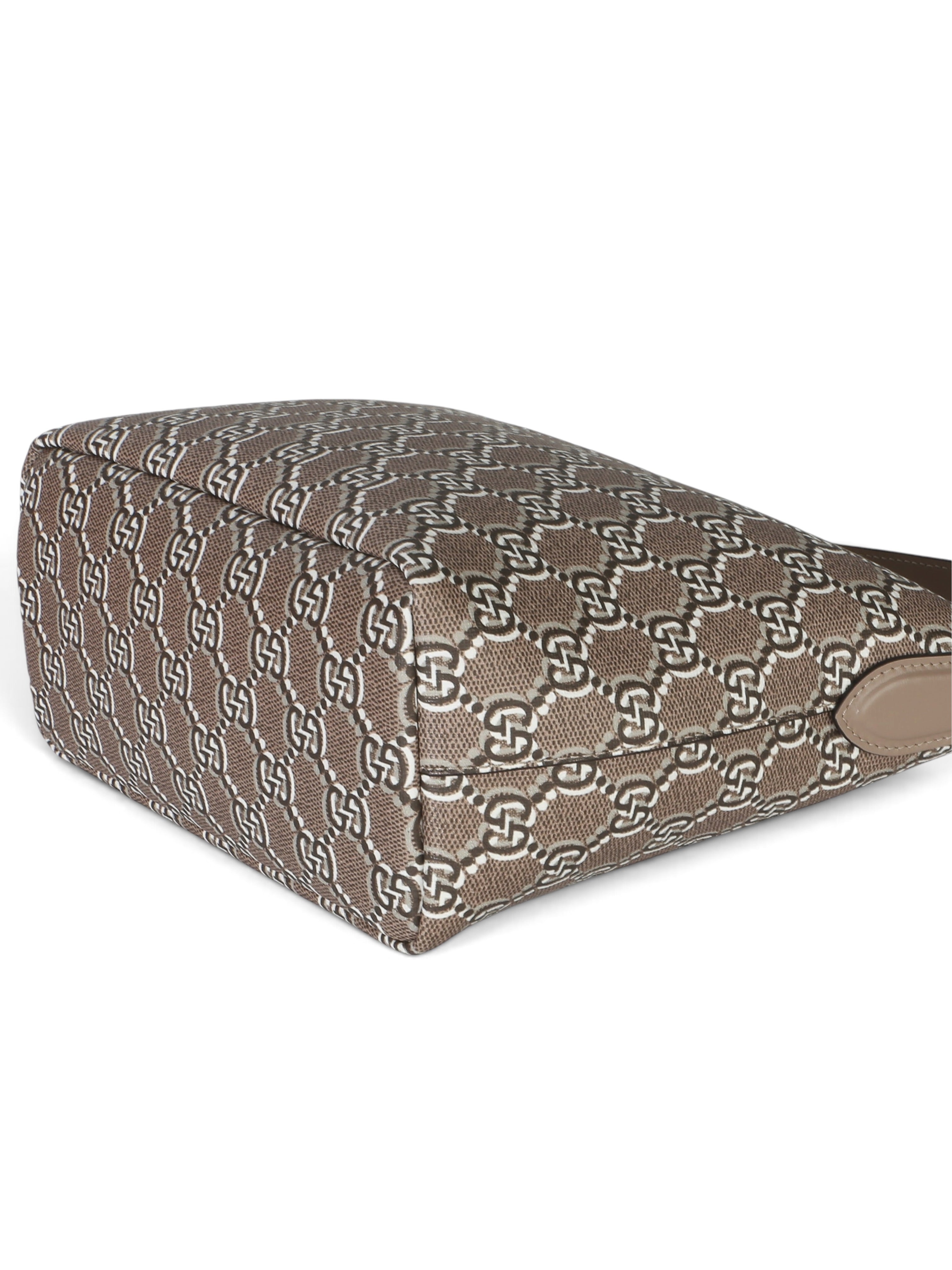 Gucci Taupe GG Shadow Monogram Canvas Super Mini Ophidia Hobo