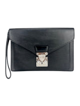 Louis Vuttion Black Epi Leather Pochette Sellier Dragonne Clutch Bag