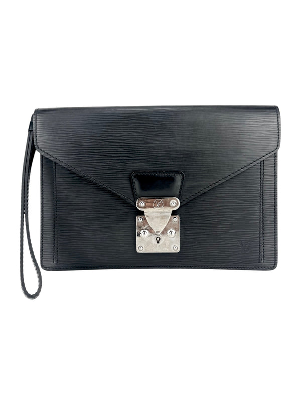 Louis Vuttion Black Epi Leather Pochette Sellier Dragonne Clutch Bag