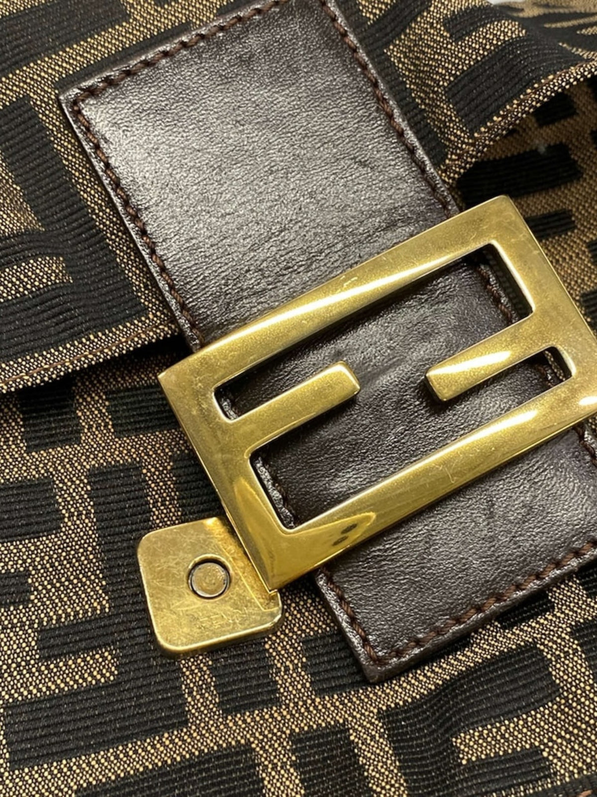 Fendi Vintage Zucca Baguette Gold Hardware