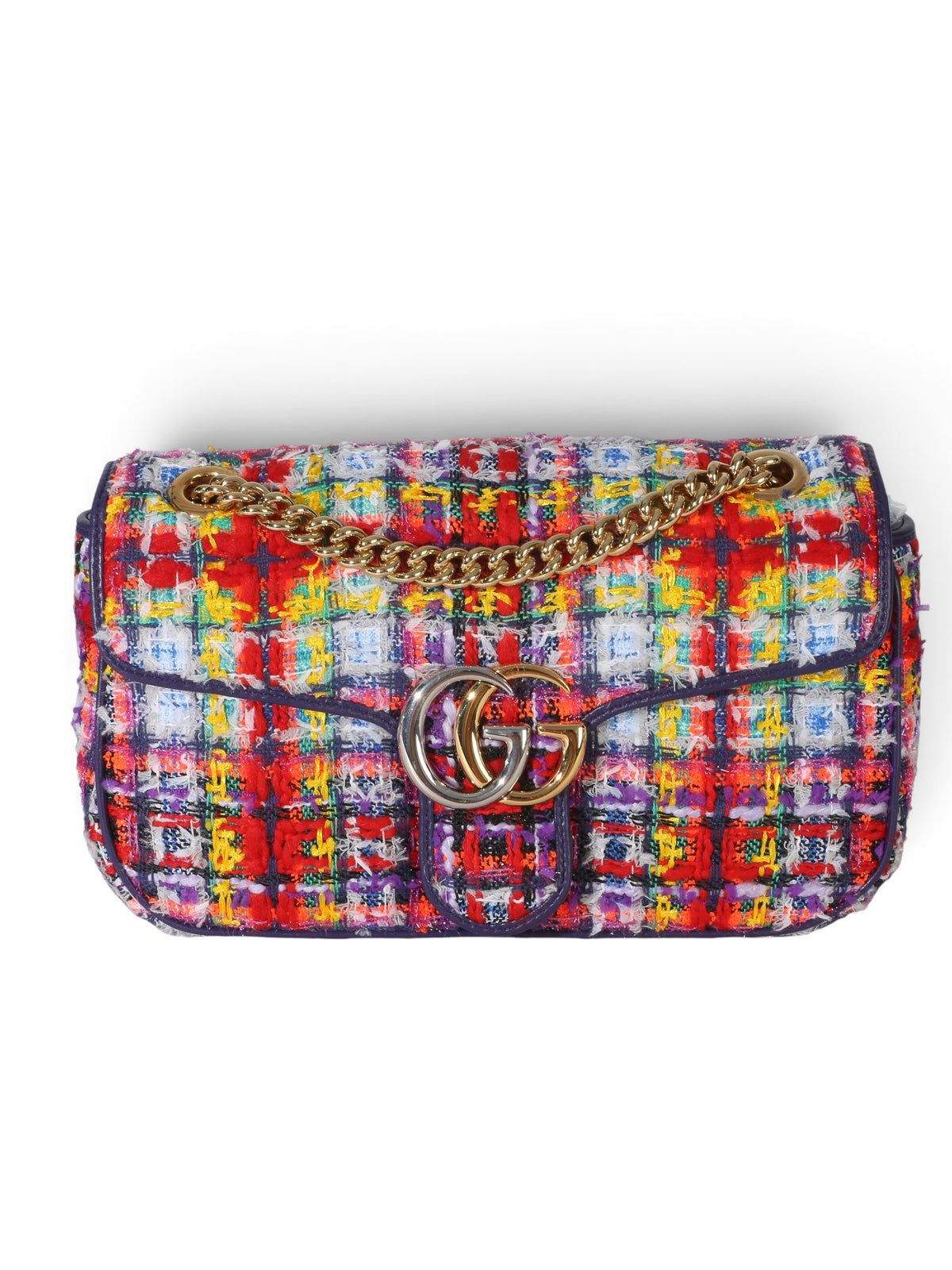 Gucci Small Multicolor Tweed Marmont Shoulder Bag