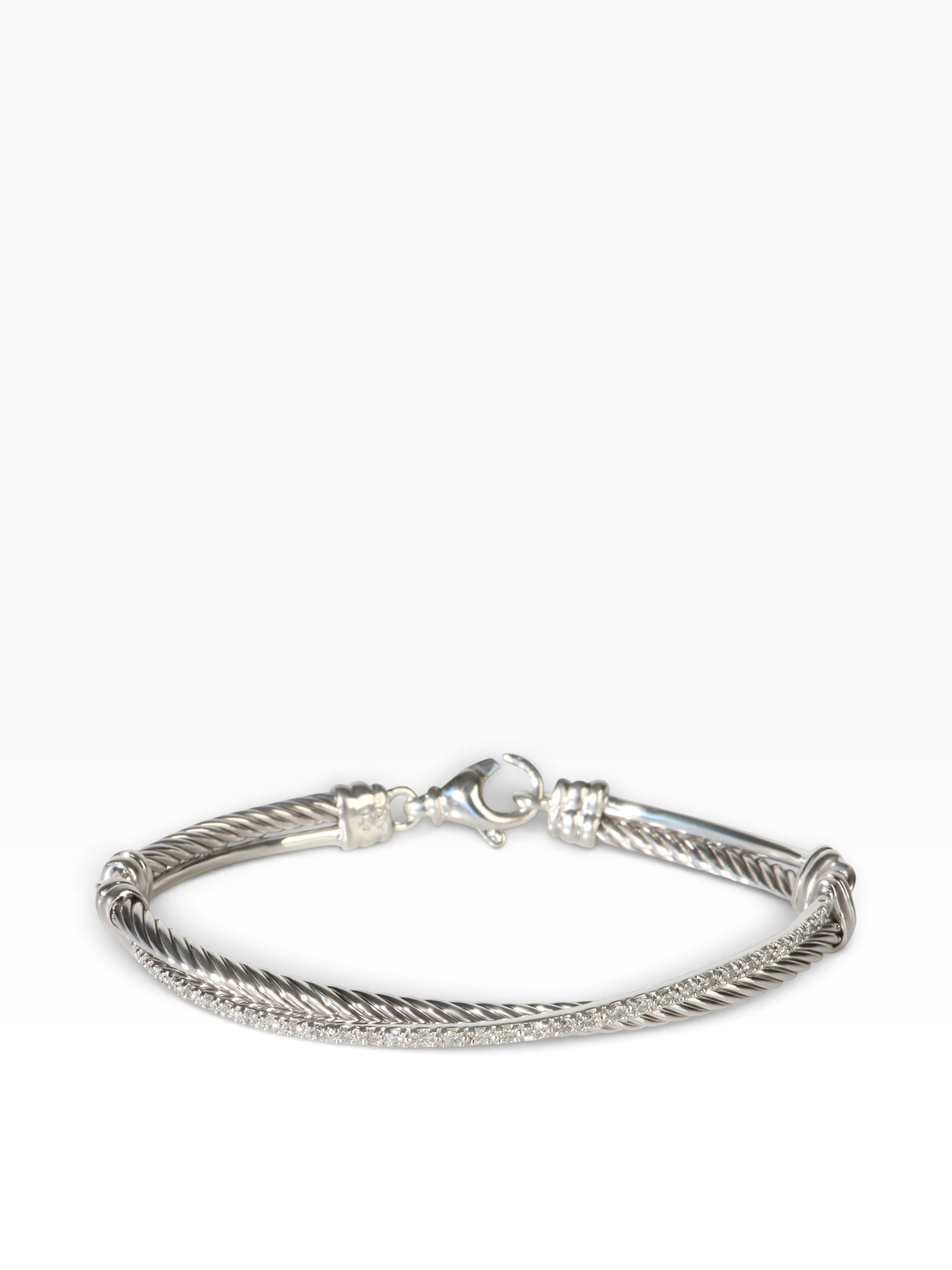 David Yurman Sterling Silver Diamond Crossover Bracelet