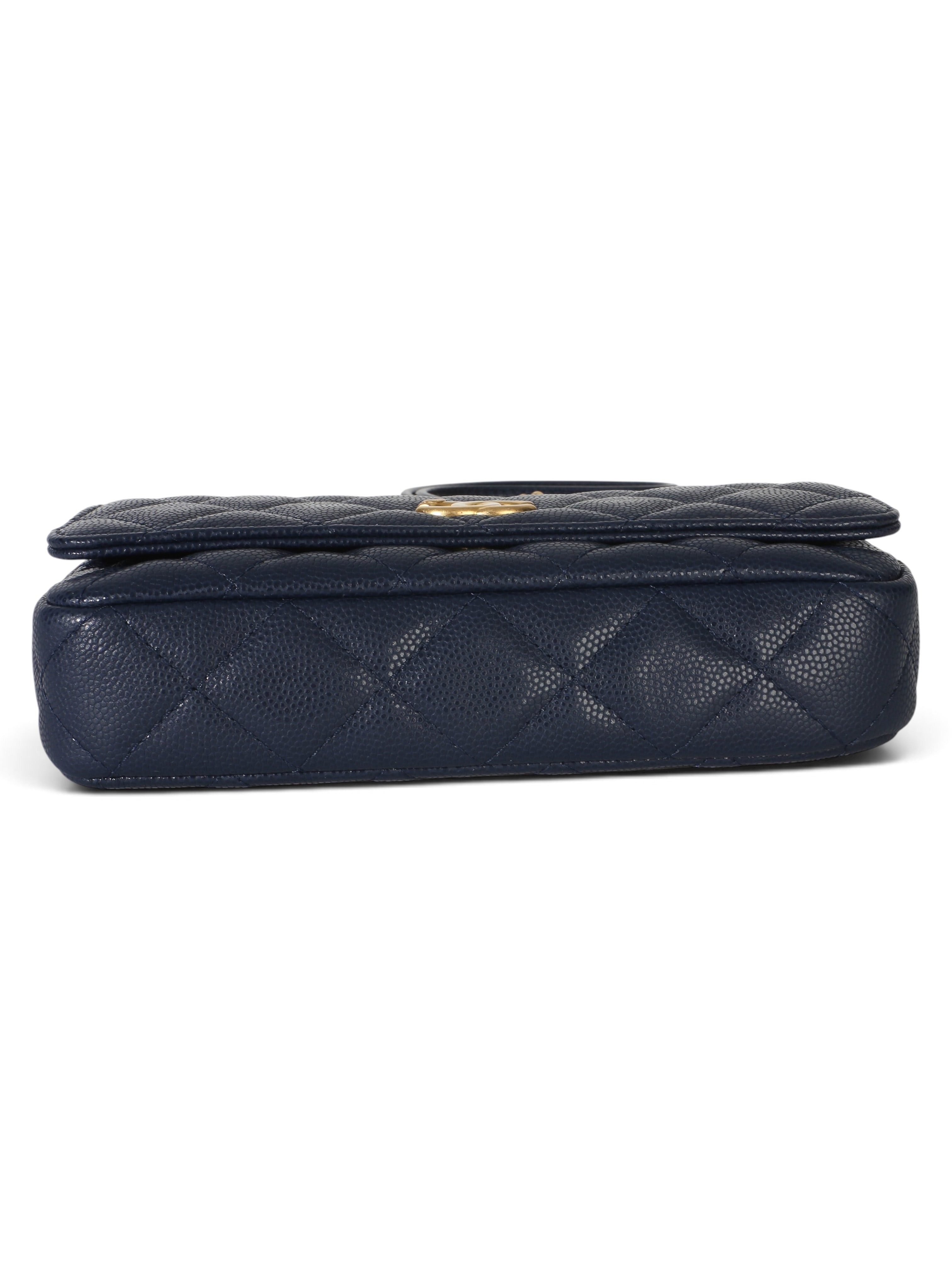 Chanel Navy Caviar Twist Your Buttons Phone Holder