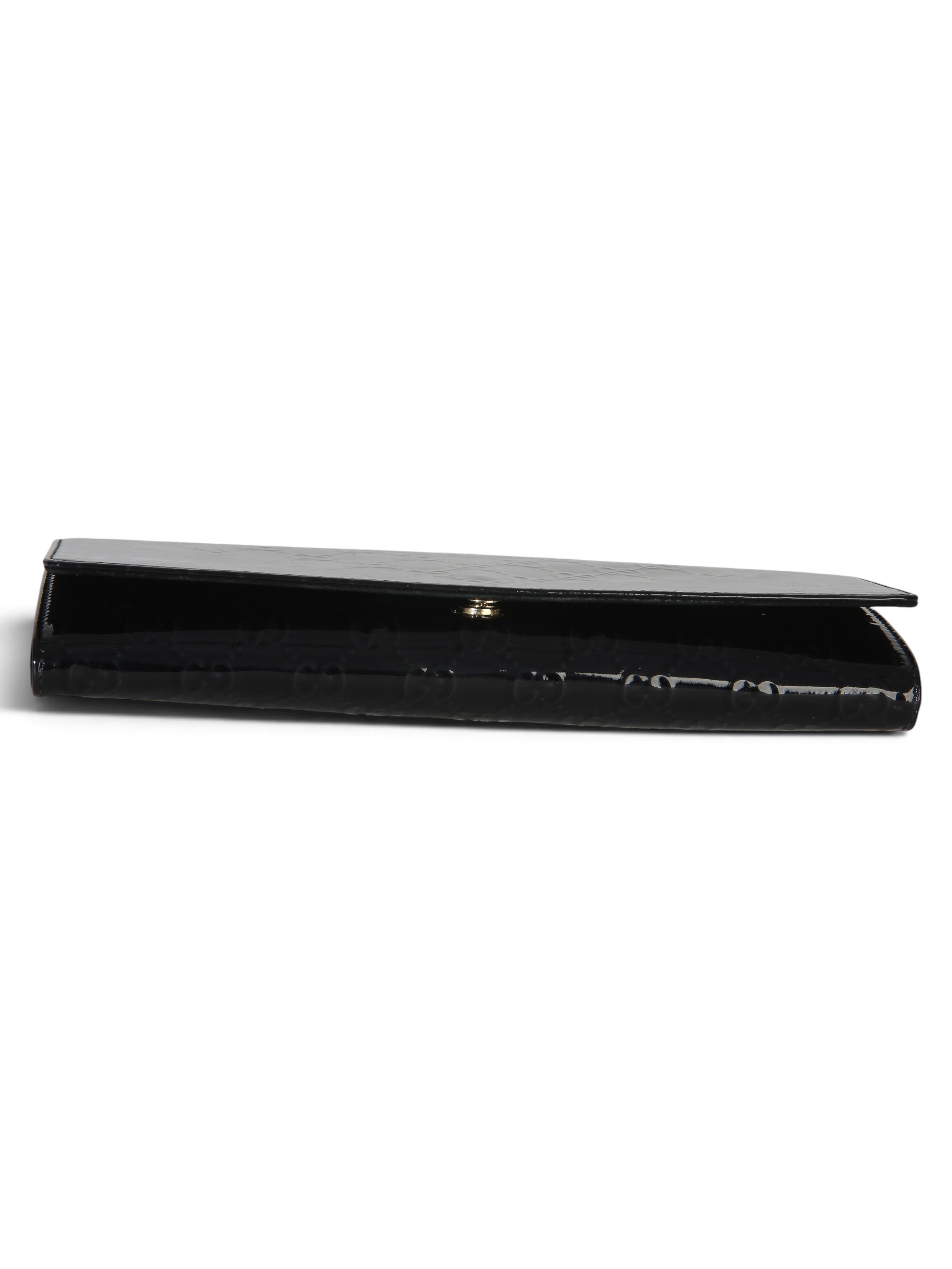 Gucci Black Microguccissima Patent Broadway Clutch