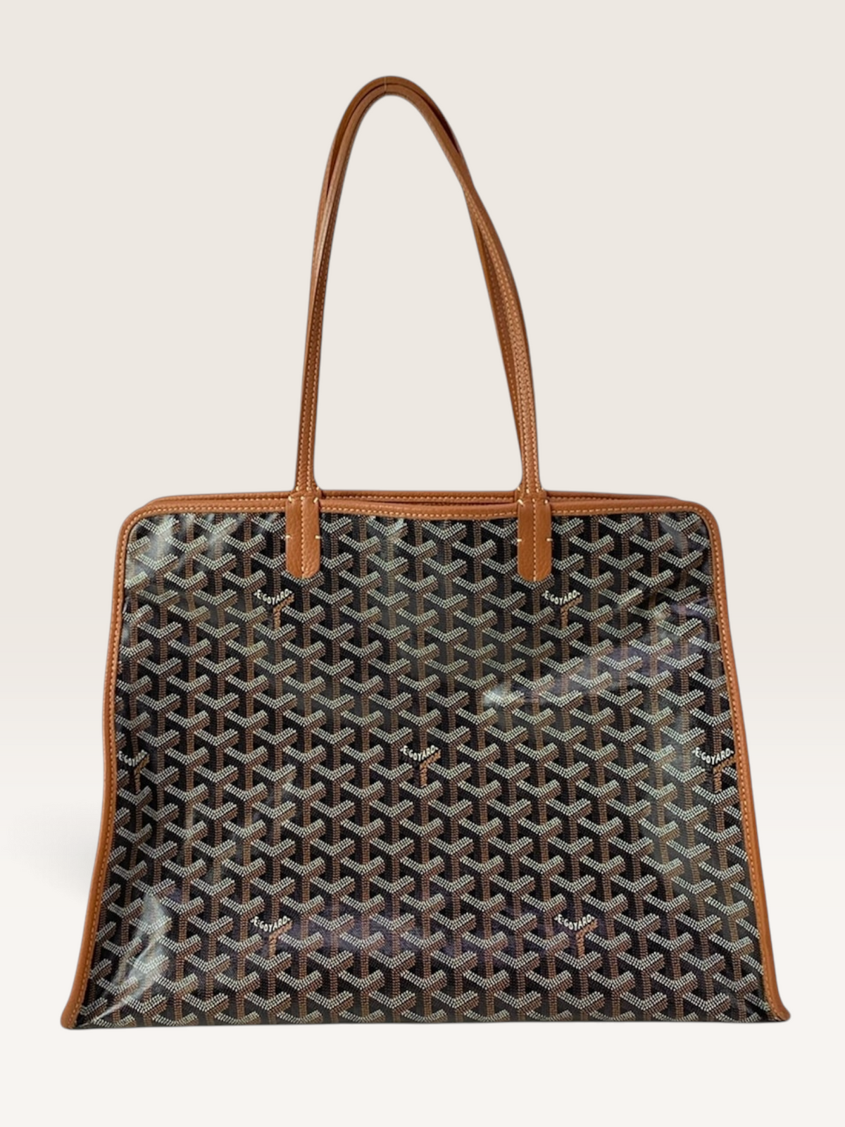 Goyard Adi PM Handbag Black Brown Coated Canvas Leather